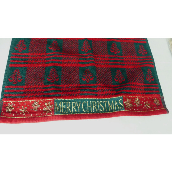 Vtg JCPenney Merry Christmas Towel Set Metallic Thread Hand Finger Home Lot of 2 - Picture 4 of 8